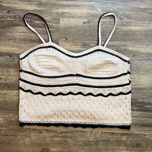 Pink Republic Crochet Knit Cami Boho Crop Top Festival Cottagecore XL